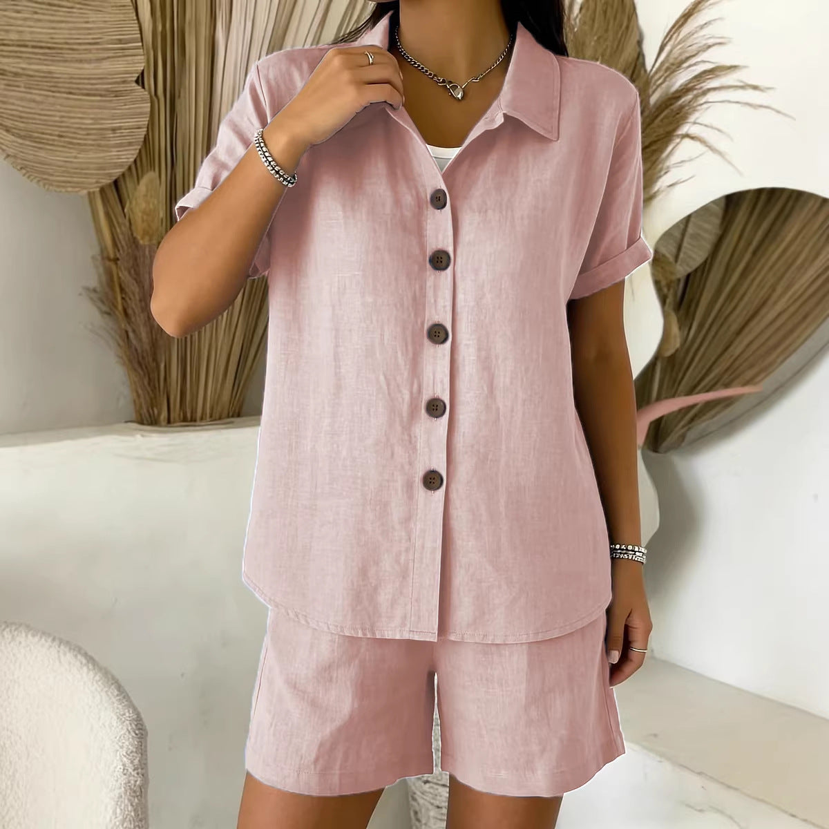 Cotton-Linen | Button-Up Shirt Set