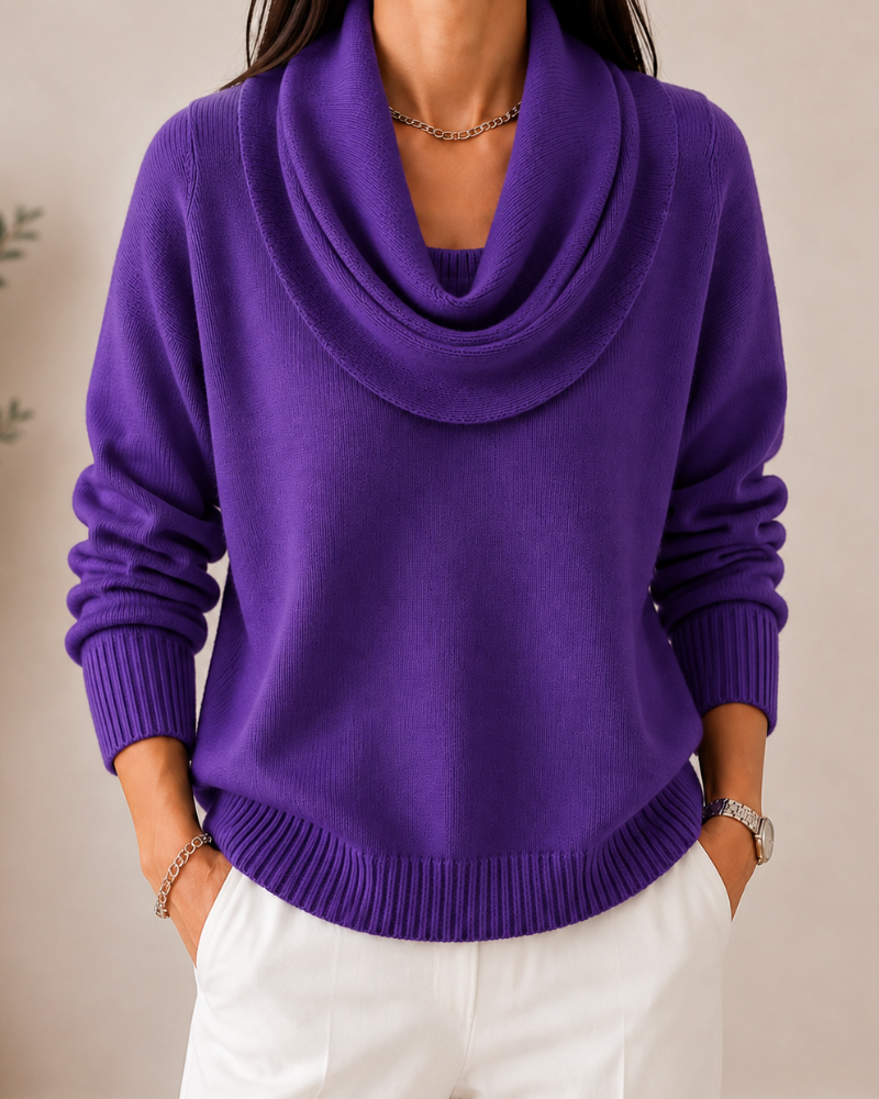 Soft Cowl-Neck Knit Jumper for Women