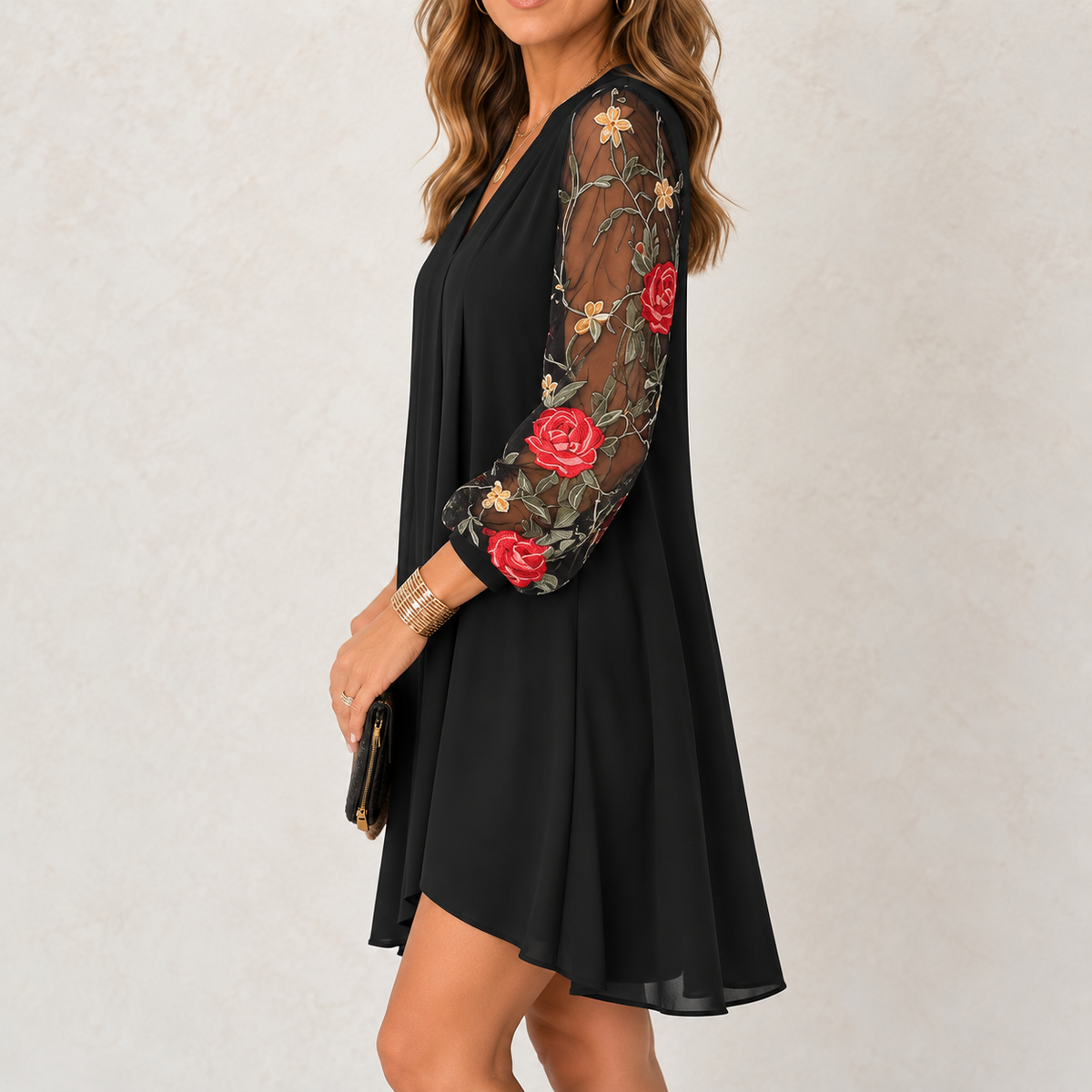 Lucy | Elegant Floral Sleeve Dress