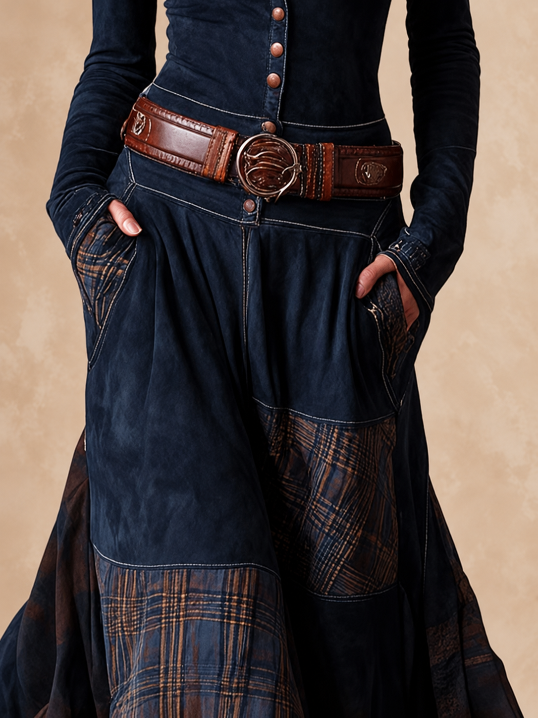 Elisa | Maxi Suede Dress with Belt
