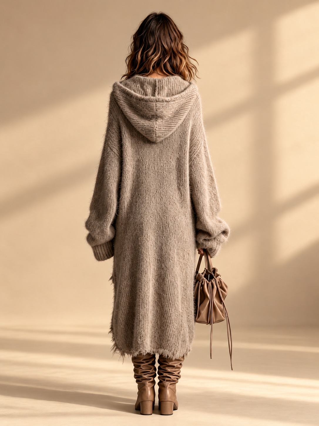 Helena | Fuzzy Knit Hooded Oversized Dress