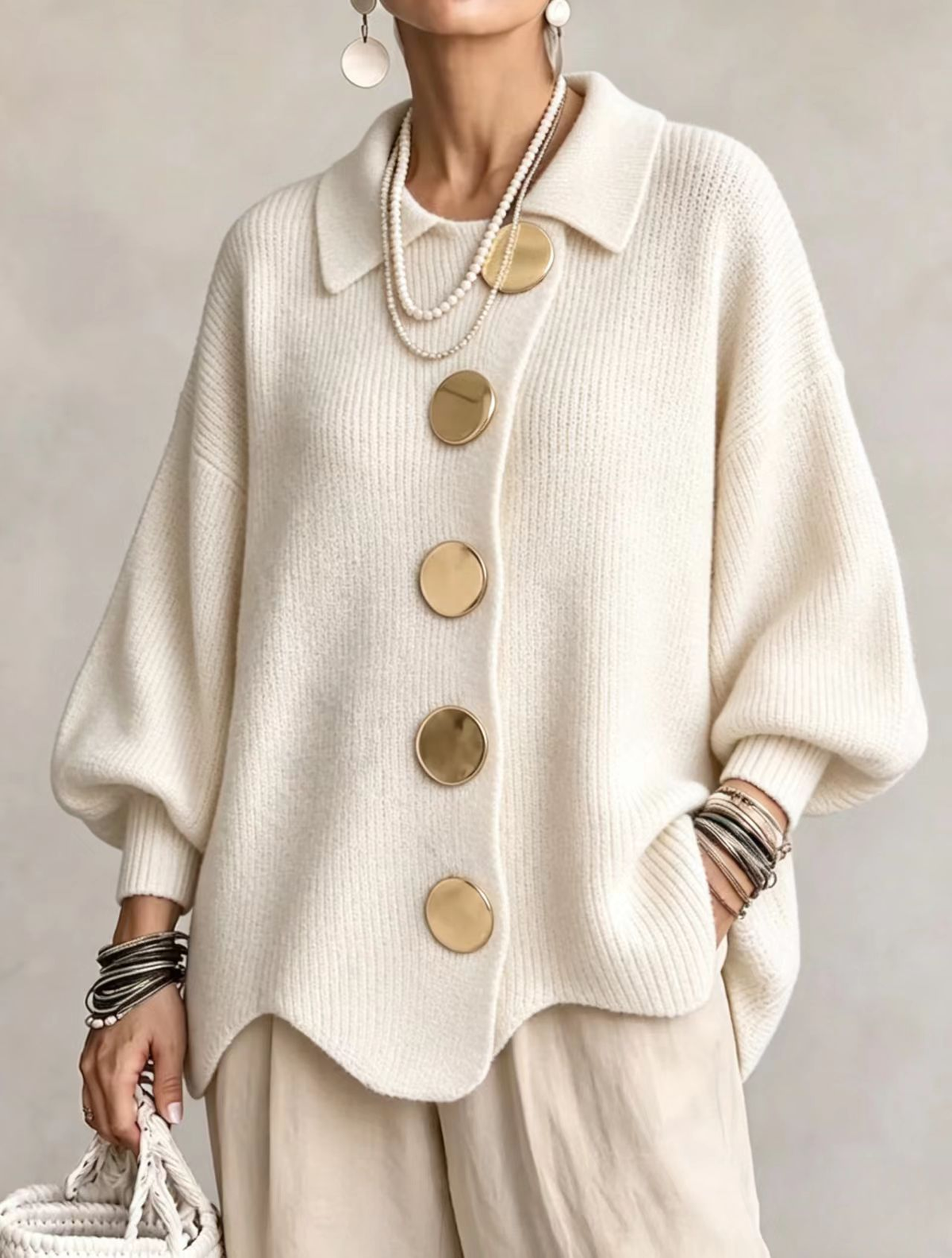 Isadora | Oversized Collared Cardigan for Women