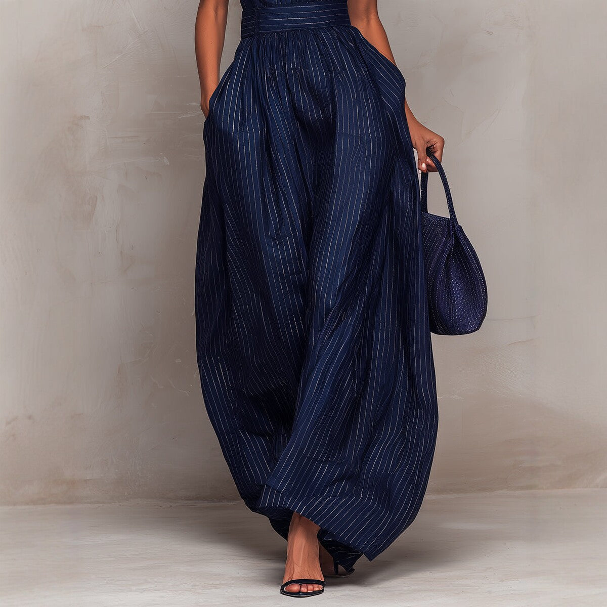 Celeste | Metallic Pinstripe Jumpsuit for Women