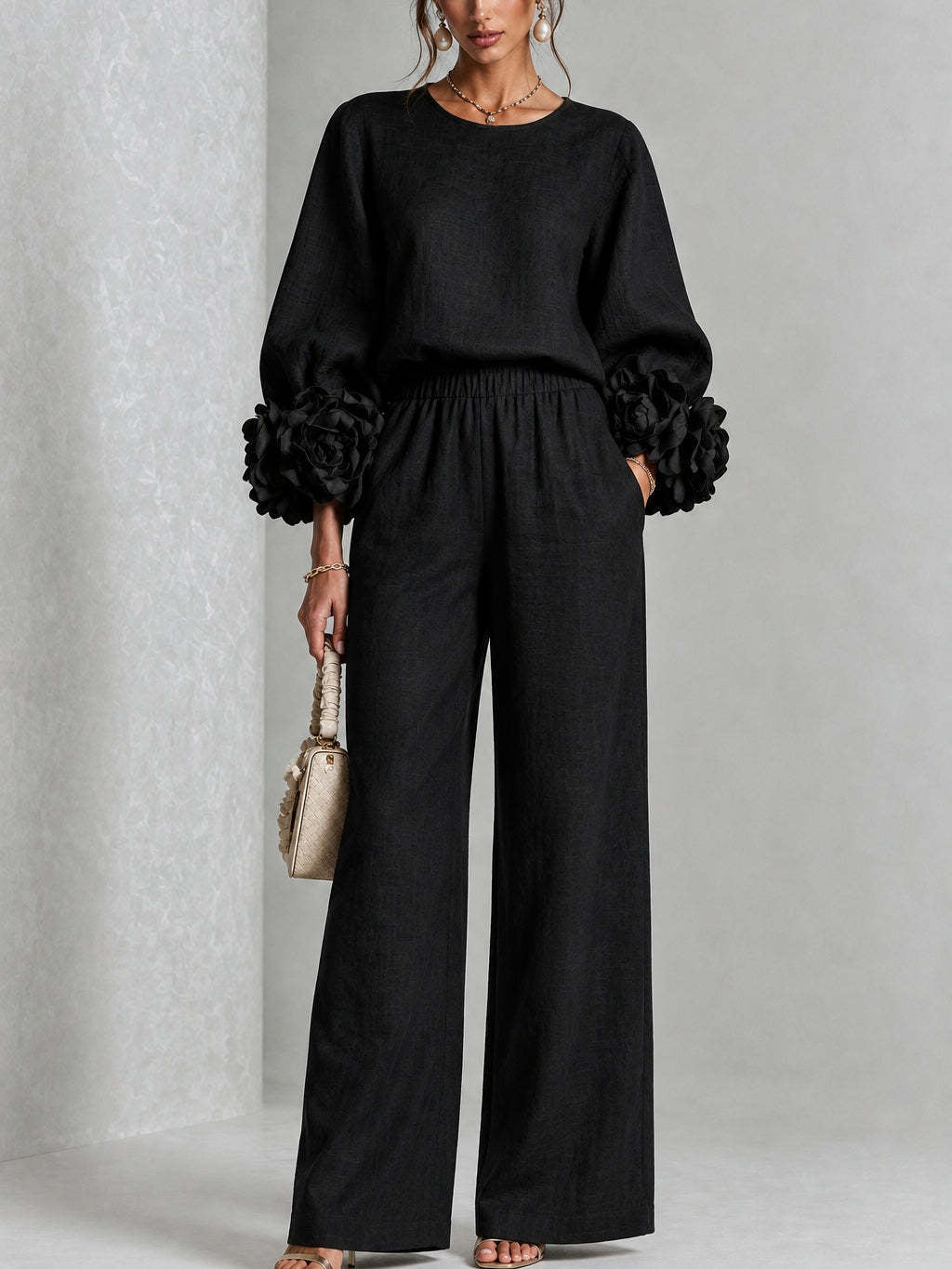 Rosalie | Floral-Cuff Two-Piece Set