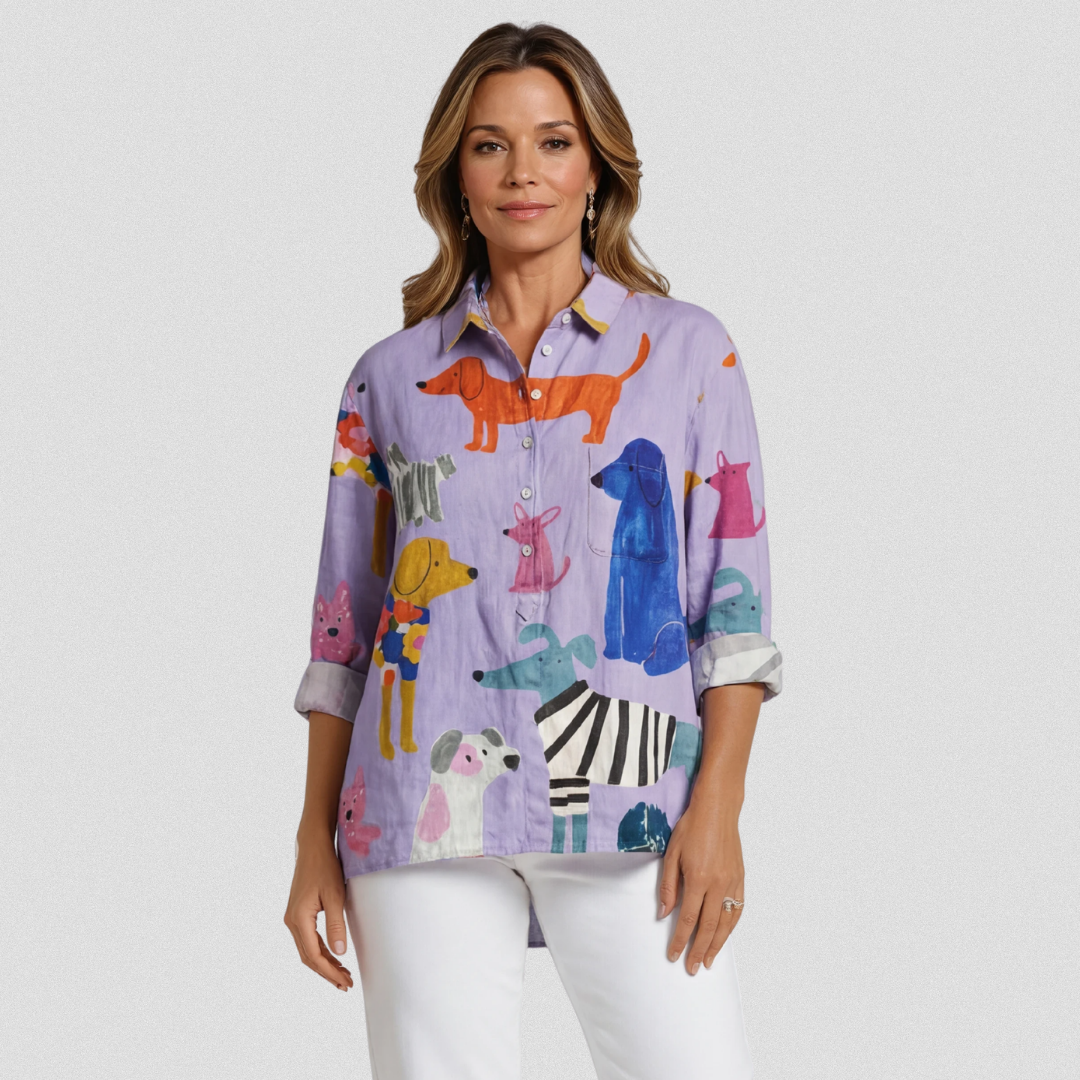 Coralie | Dog Art Print Casual Shirt