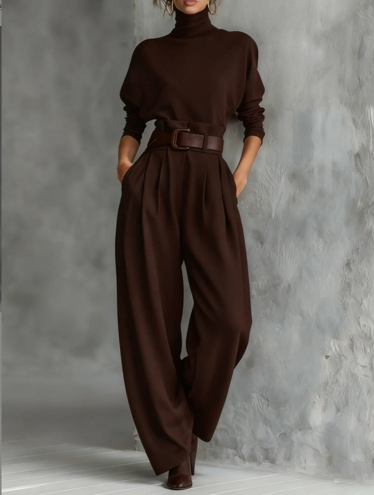Fiona | Turtleneck Sweater and Straight-Leg Pants Two-Piece Set for Women