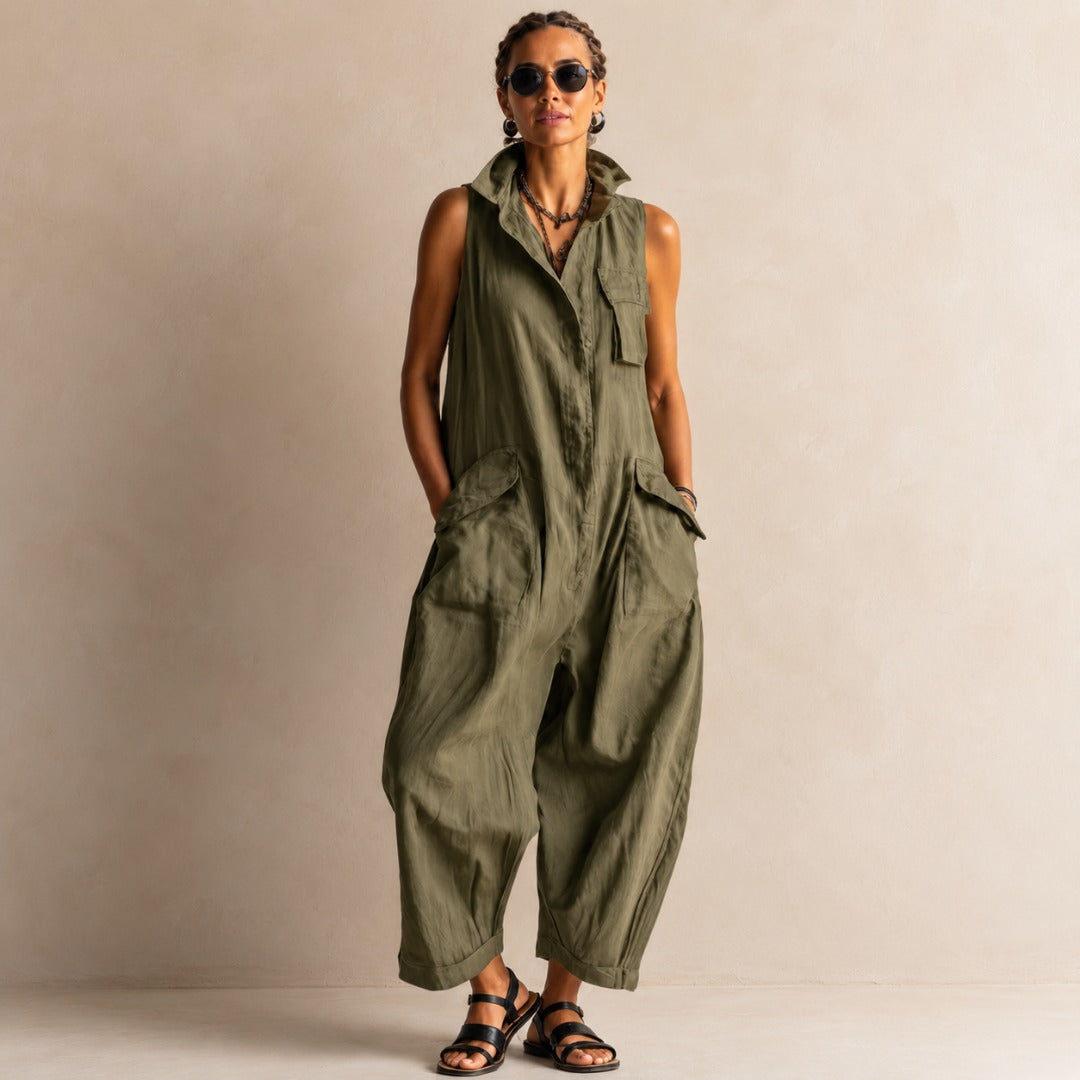 Grace | Relaxed Cotton Utility Jumpsuit for Women