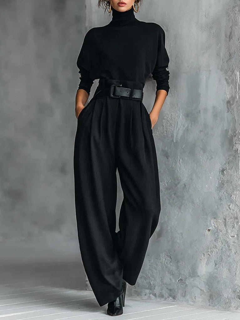 Fiona | Turtleneck Sweater and Straight-Leg Pants Two-Piece Set for Women