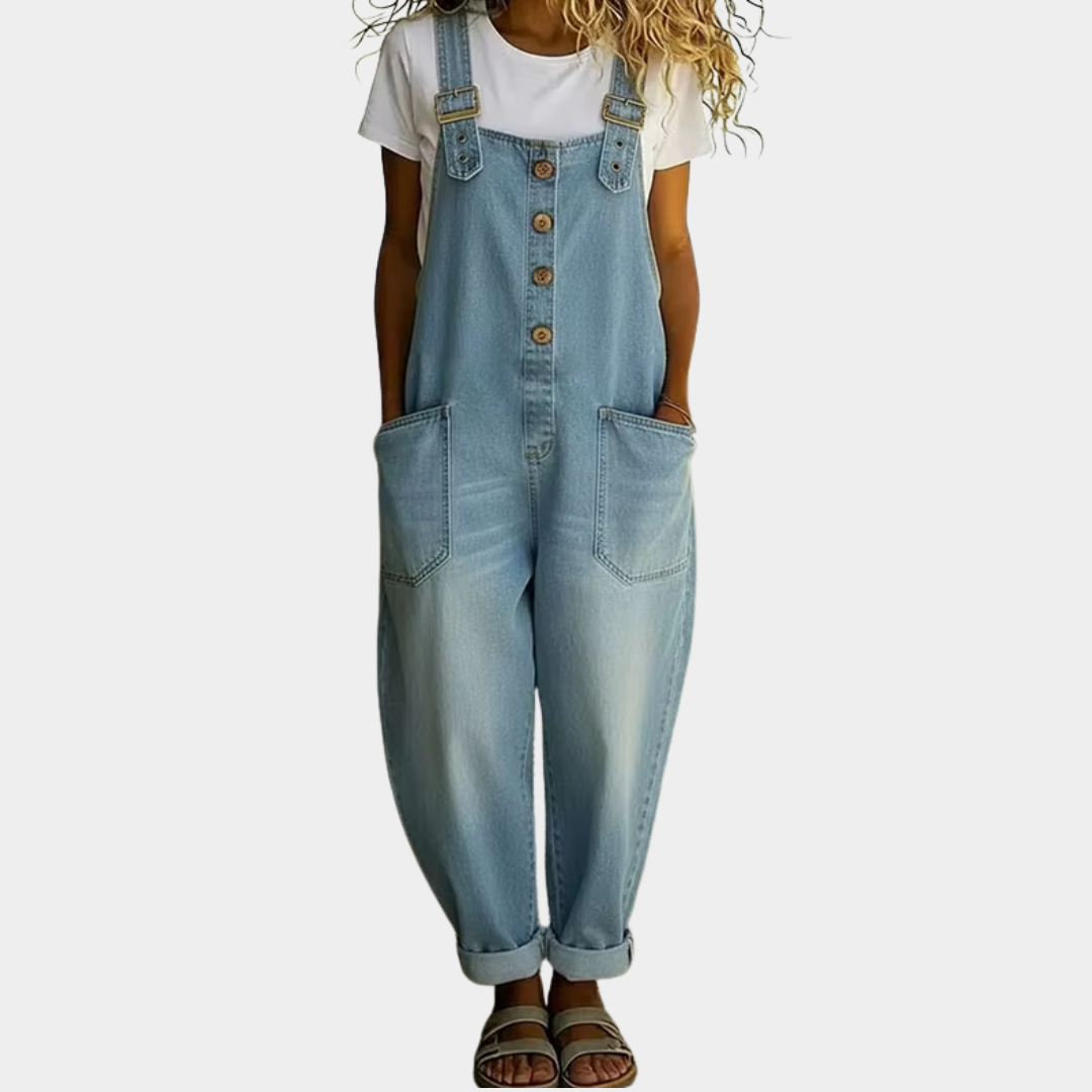 Mae™ | Vintage Soft Cotton Dungarees with Denim Effect