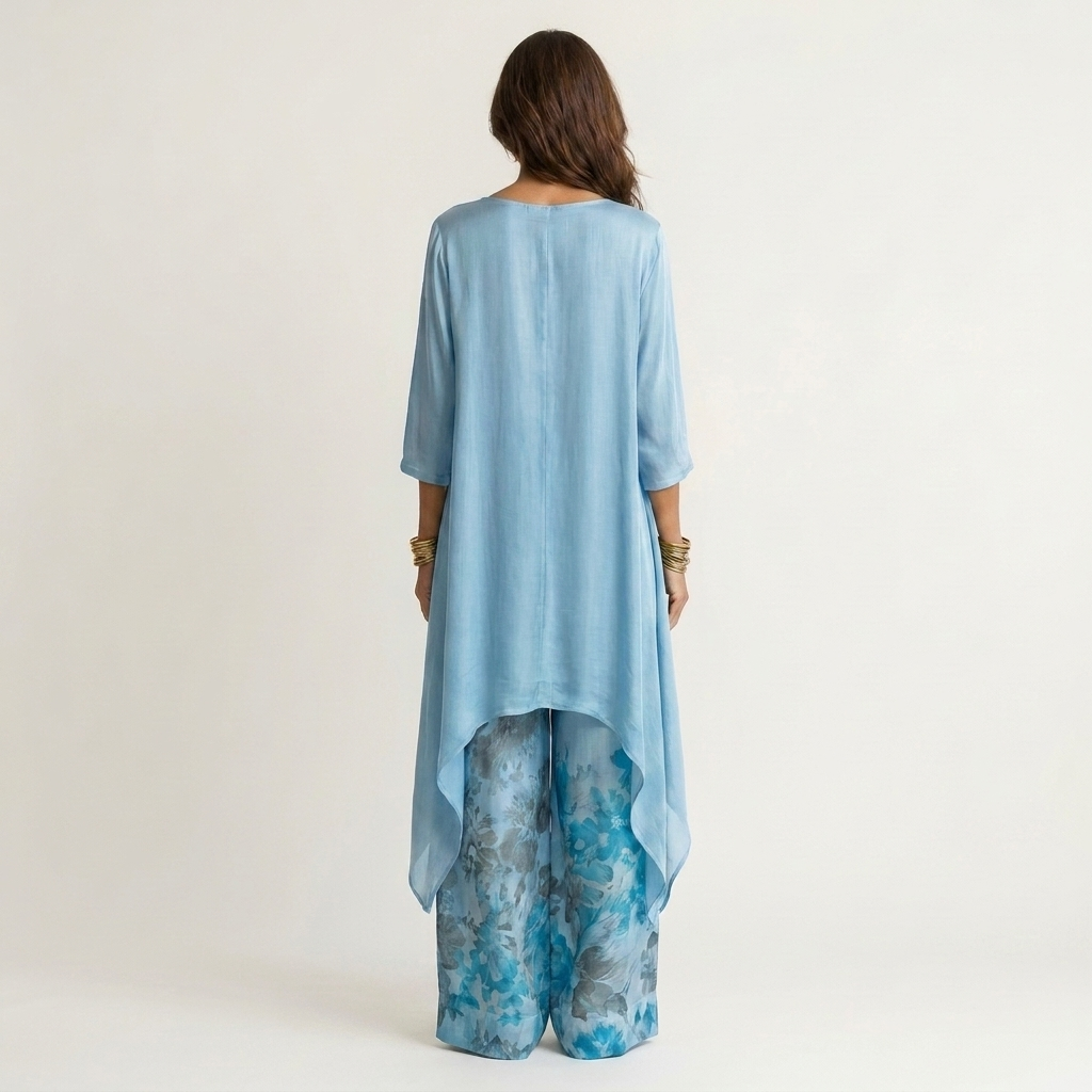 Olivia | Cotton-Silk Two-Piece Set with Asymmetric Tunic
