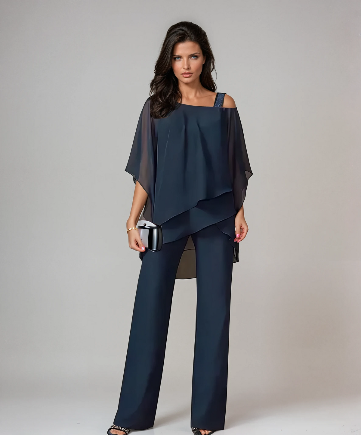 Cenna | Layered Top and Wide-Leg Pants Two-Piece Set for Women