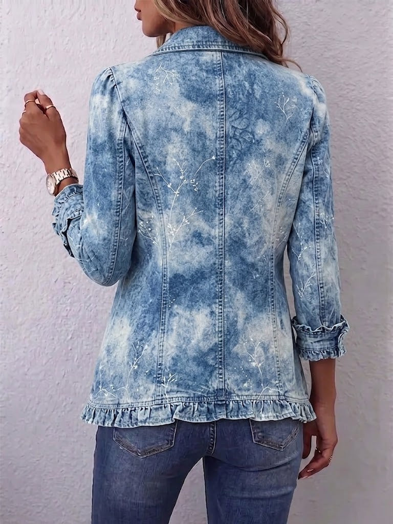 Jemison | Vintage Botanical Print Ruffle Jacket for Women