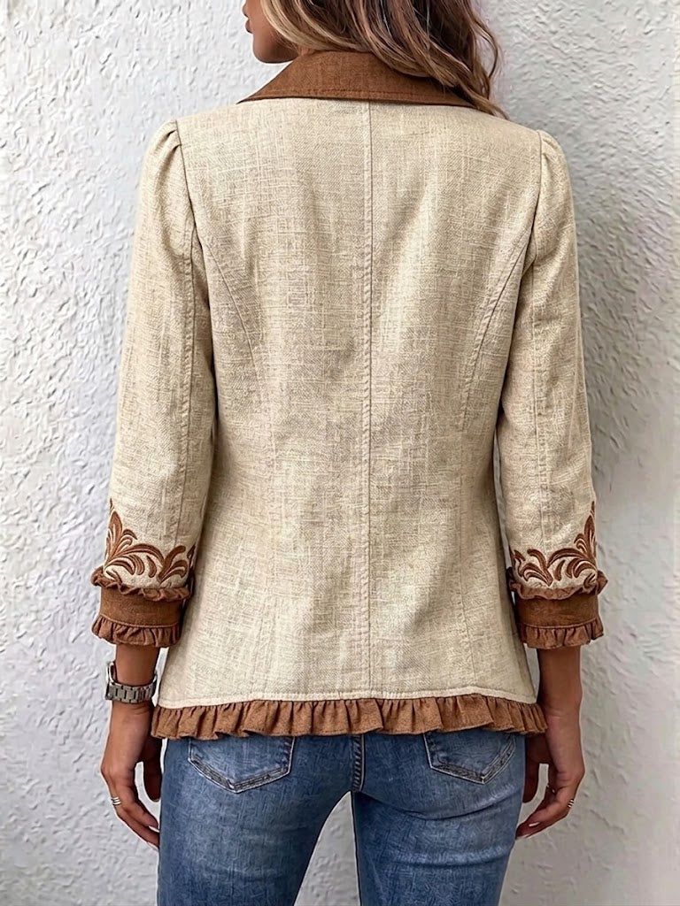 Dawncroft | Vintage Bohemian Floral Ruffled Jacket for Women