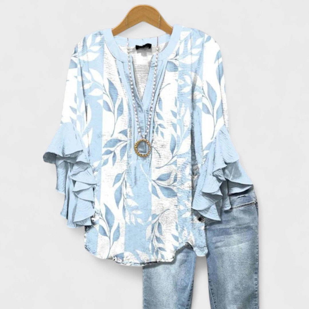 Virginia | Blouse with Floral Print and Tiered Sleeves