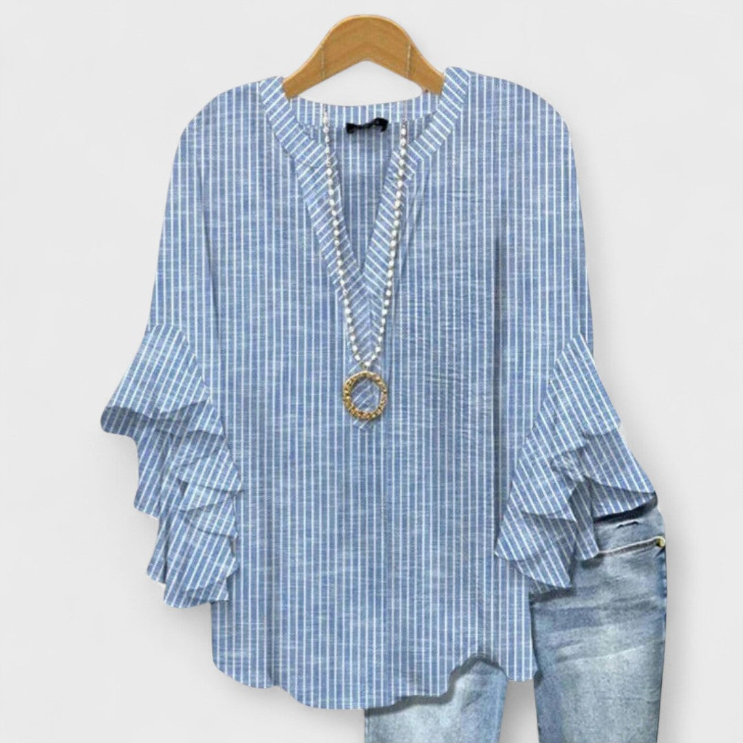 Virginia | Blouse with Floral Print and Tiered Sleeves