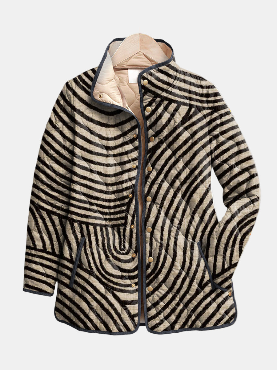Inaya | Retro Circle-Print Quilted Jacket