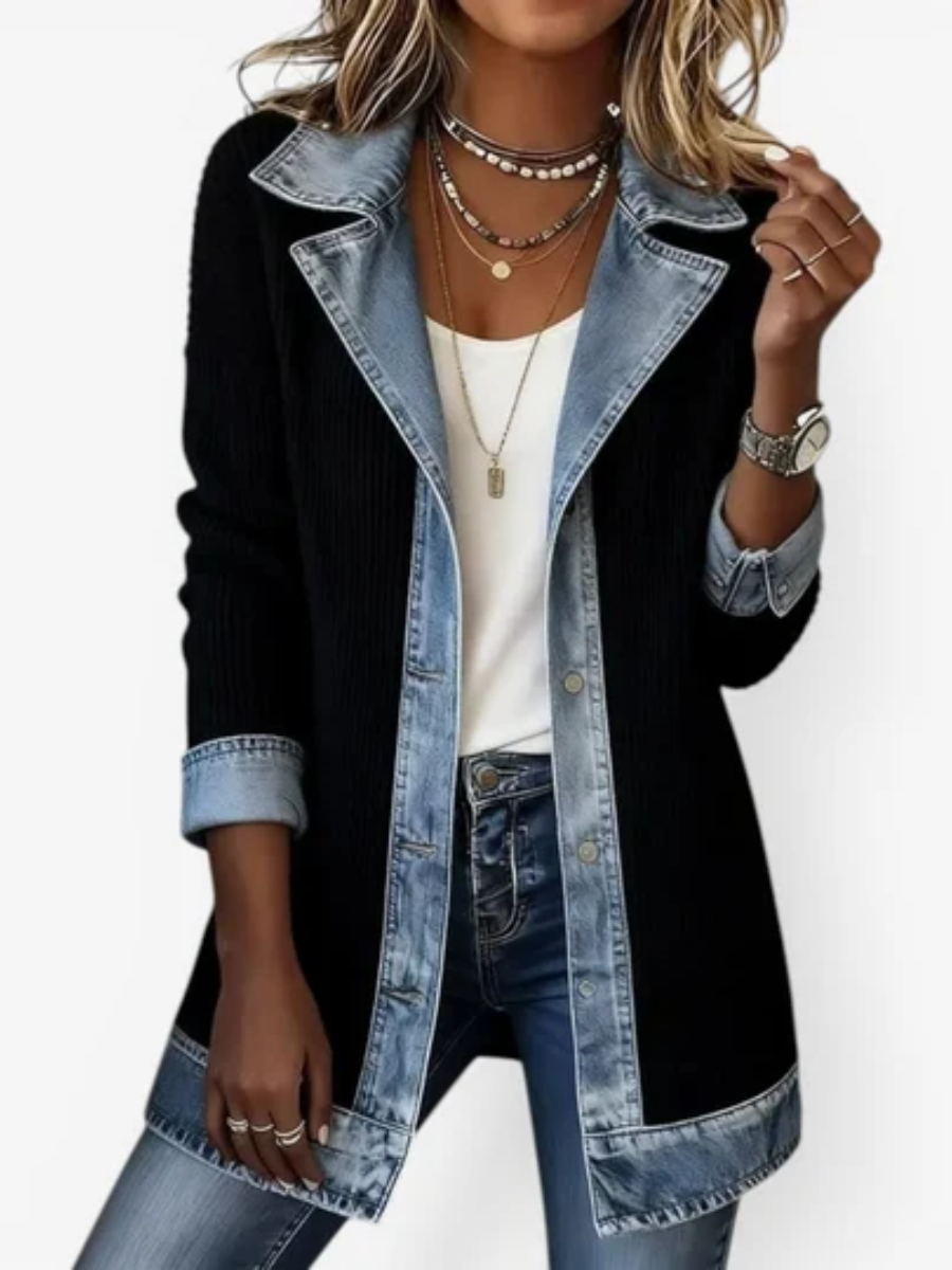 Wendy | Structured Contrast-Trim Button-Front Jacket