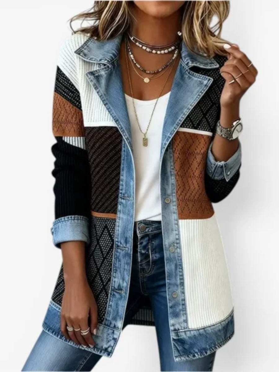 Wendy | Structured Contrast-Trim Button-Front Jacket