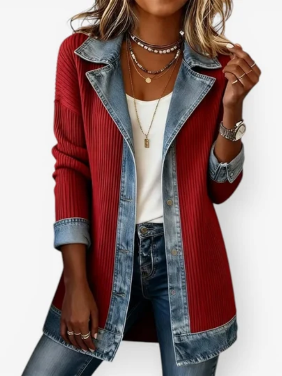Wendy | Structured Contrast-Trim Button-Front Jacket