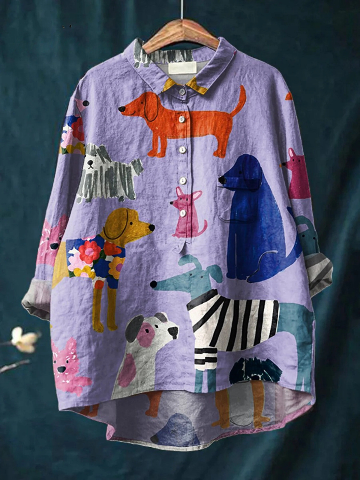 Coralie | Dog Art Print Casual  Shirt
