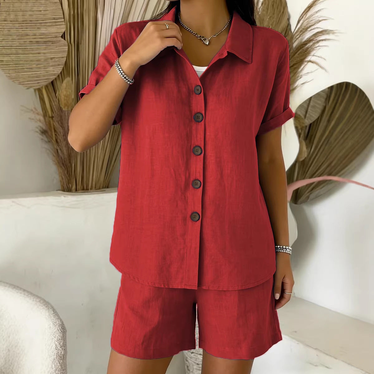 Cotton-Linen | Button-Up Shirt Set