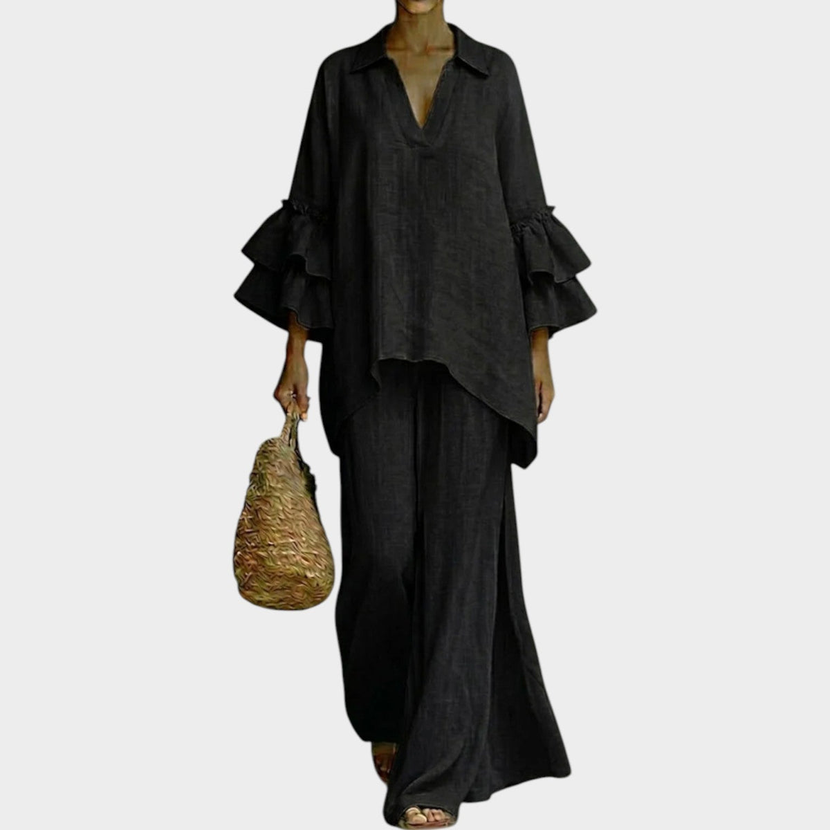 Ariela | Oversized Top and Wide-Leg Pants Two-Piece Set for Women