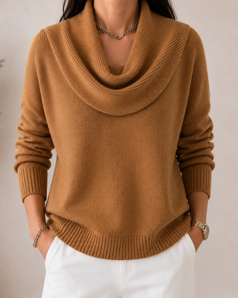 Soft Cowl-Neck Knit Jumper for Women