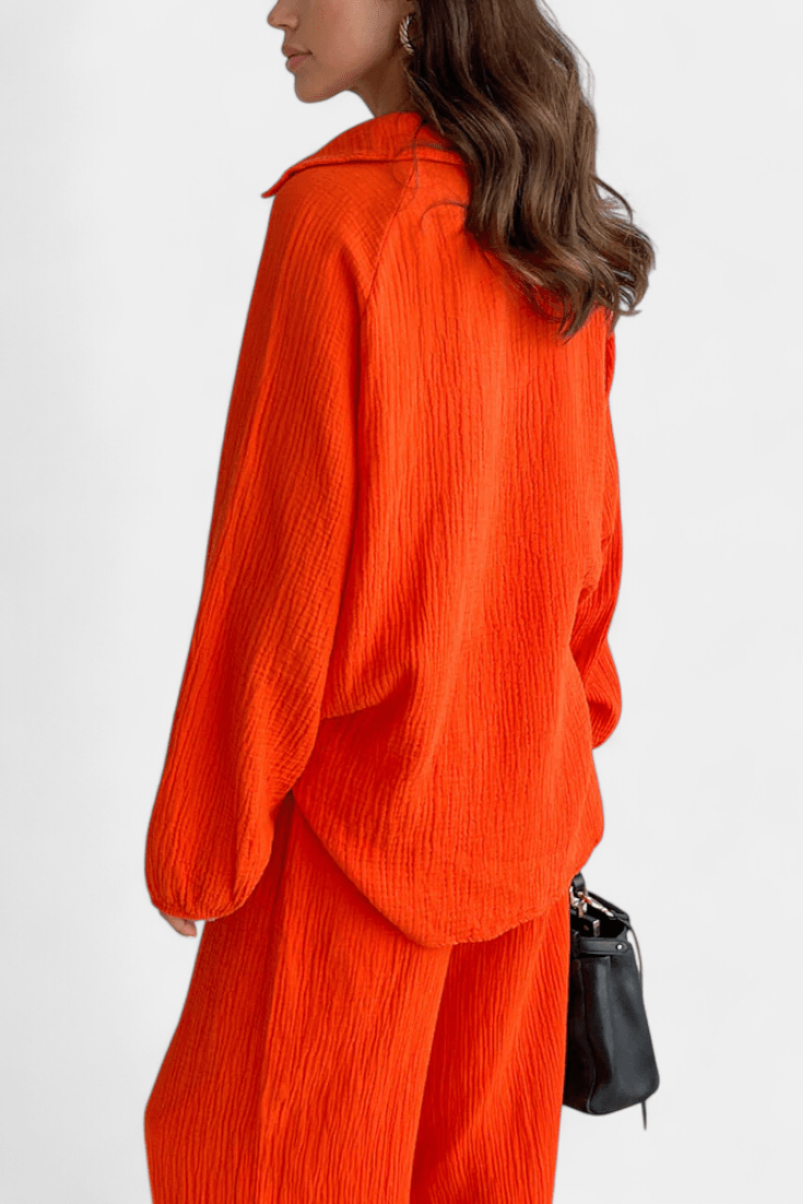 Kendra | V-Neck Long-Sleeve Wide-Leg Two-Piece Set for Women