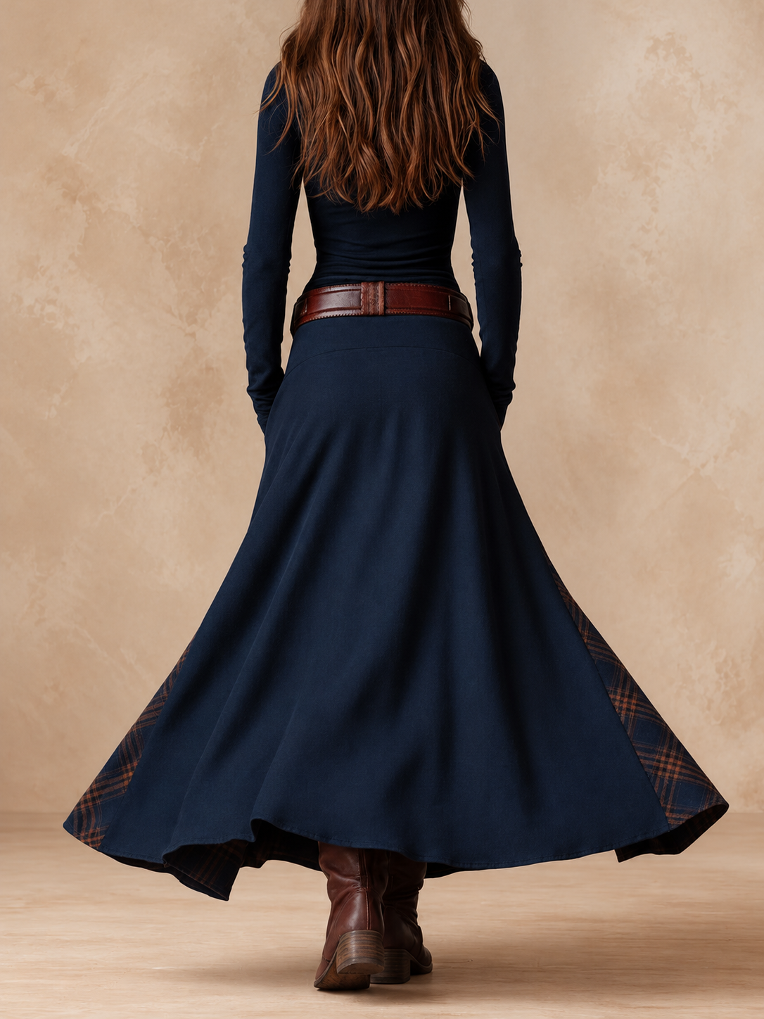 Elisa | Maxi Suede Dress with Belt