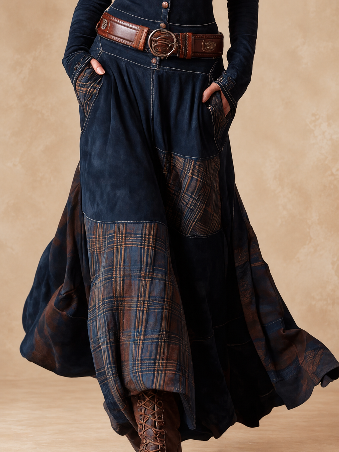 Elisa | Maxi Suede Dress with Belt