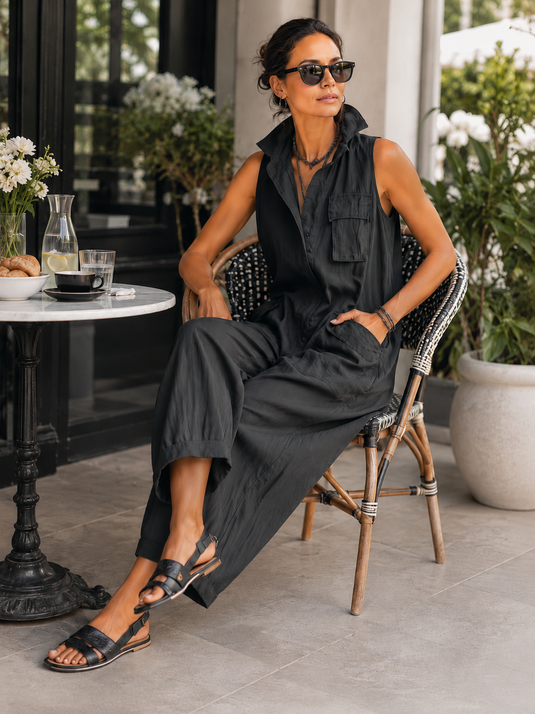 Grace | Relaxed Cotton Utility Jumpsuit for Women