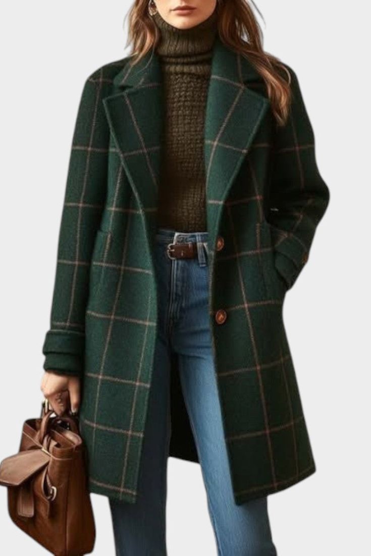Adriana | Classic Check Autumn Coat for Women