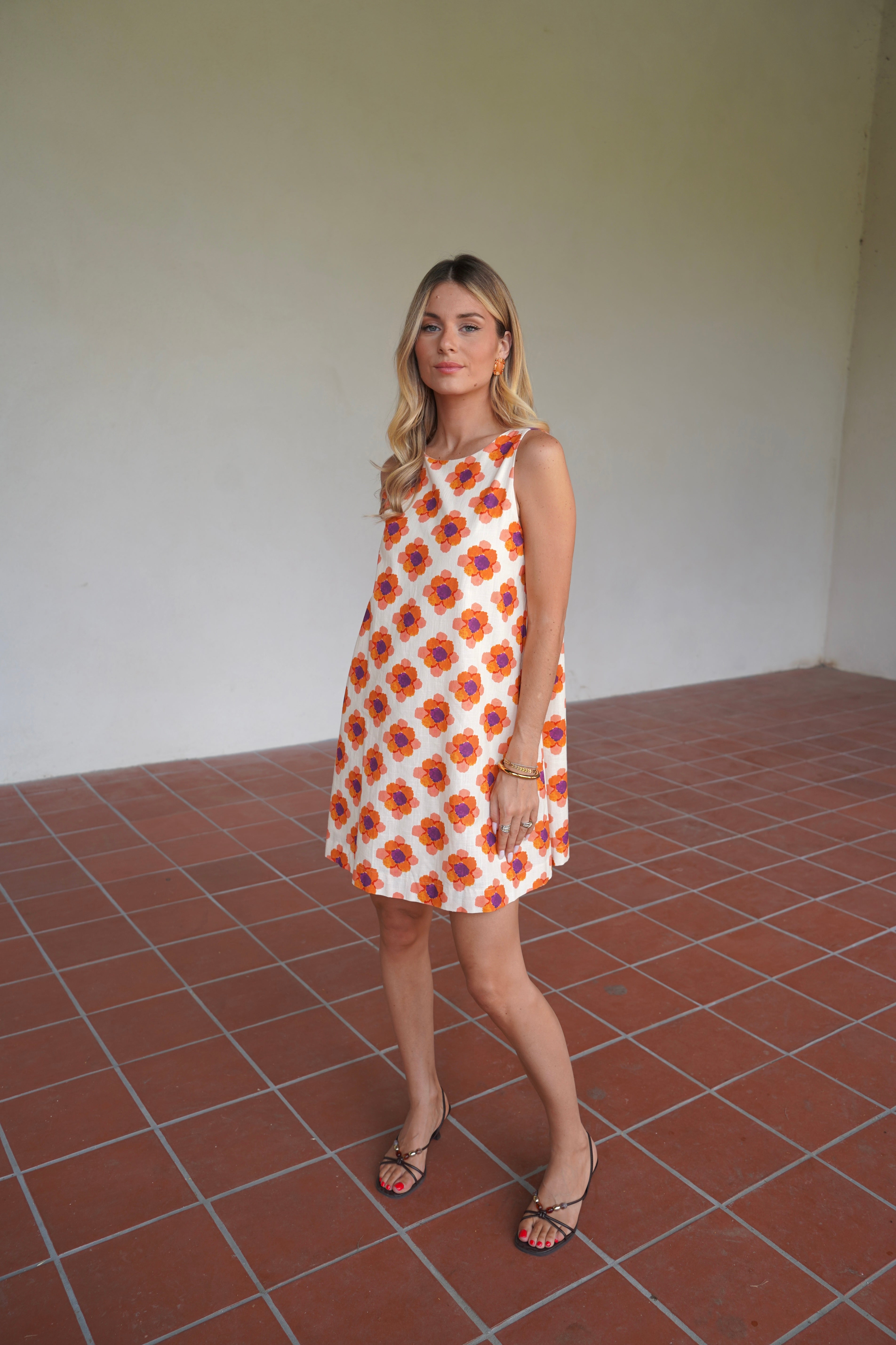 Harper™ | Short A-Line Dress with Retro Floral Print