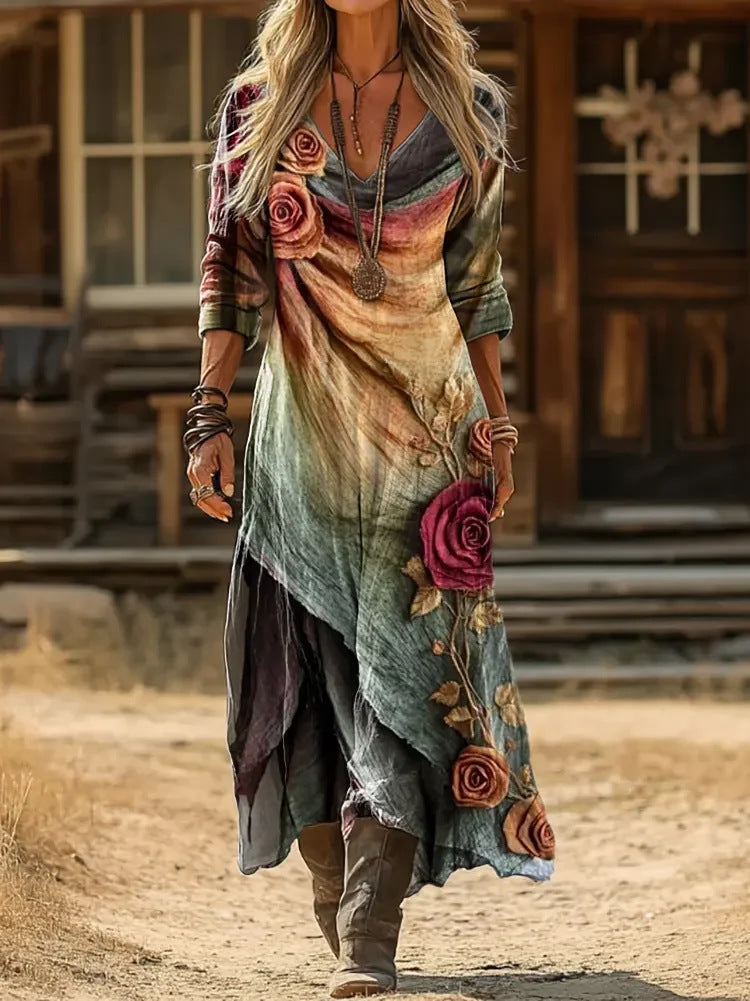 Susan | Layered Floral Bohemian Maxi Dress