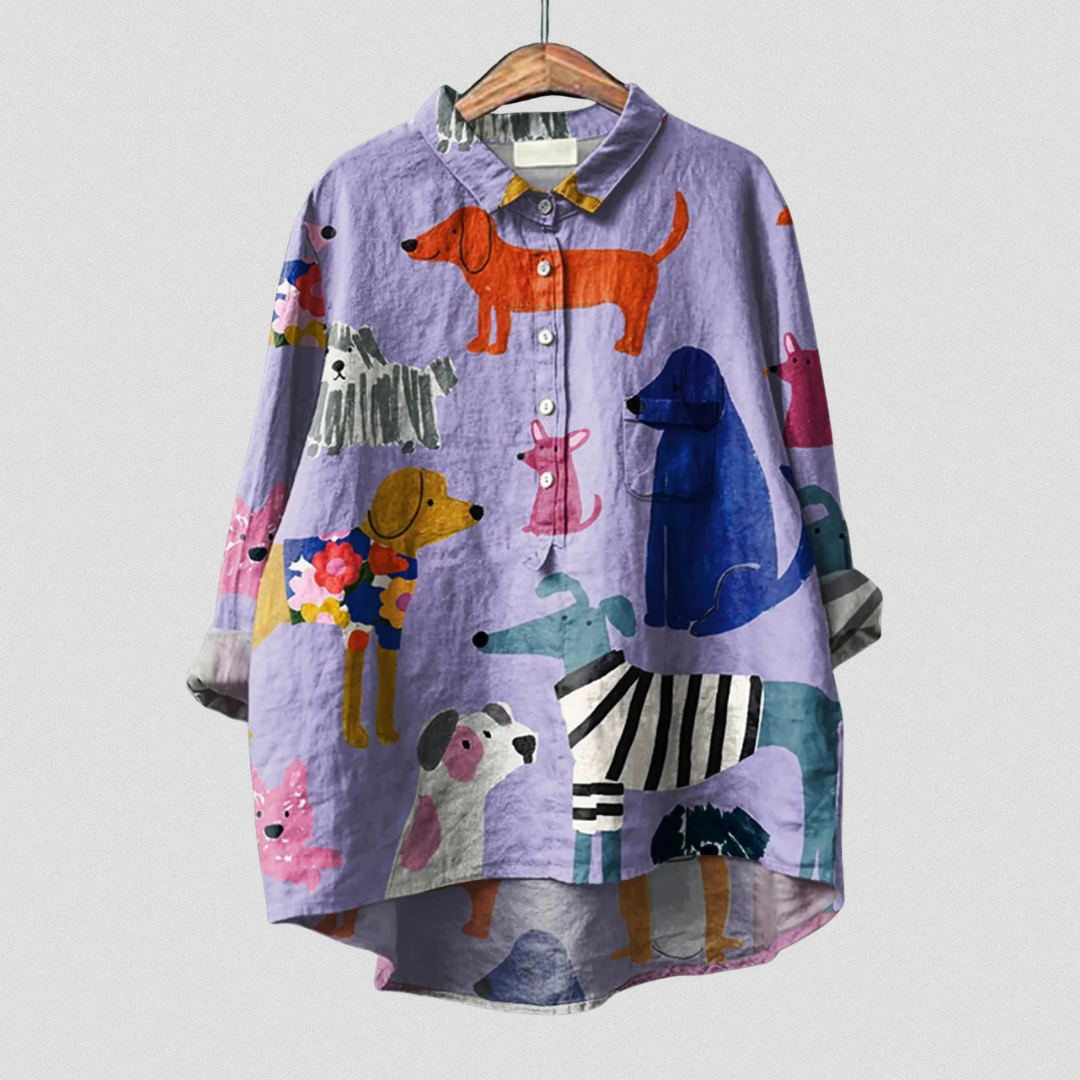 Coralie | Dog Art Print Casual  Shirt