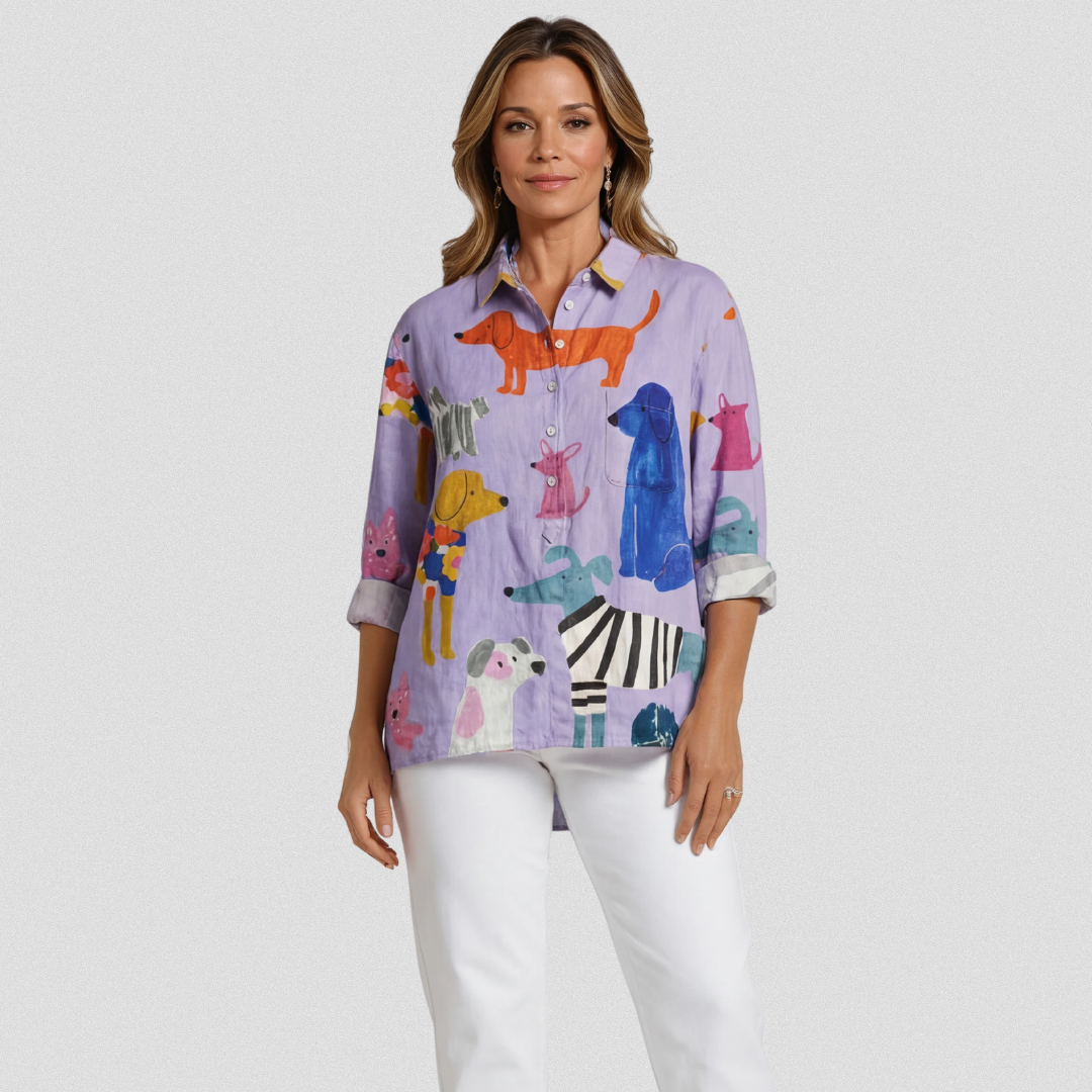 Coralie | Dog Art Print Casual  Shirt