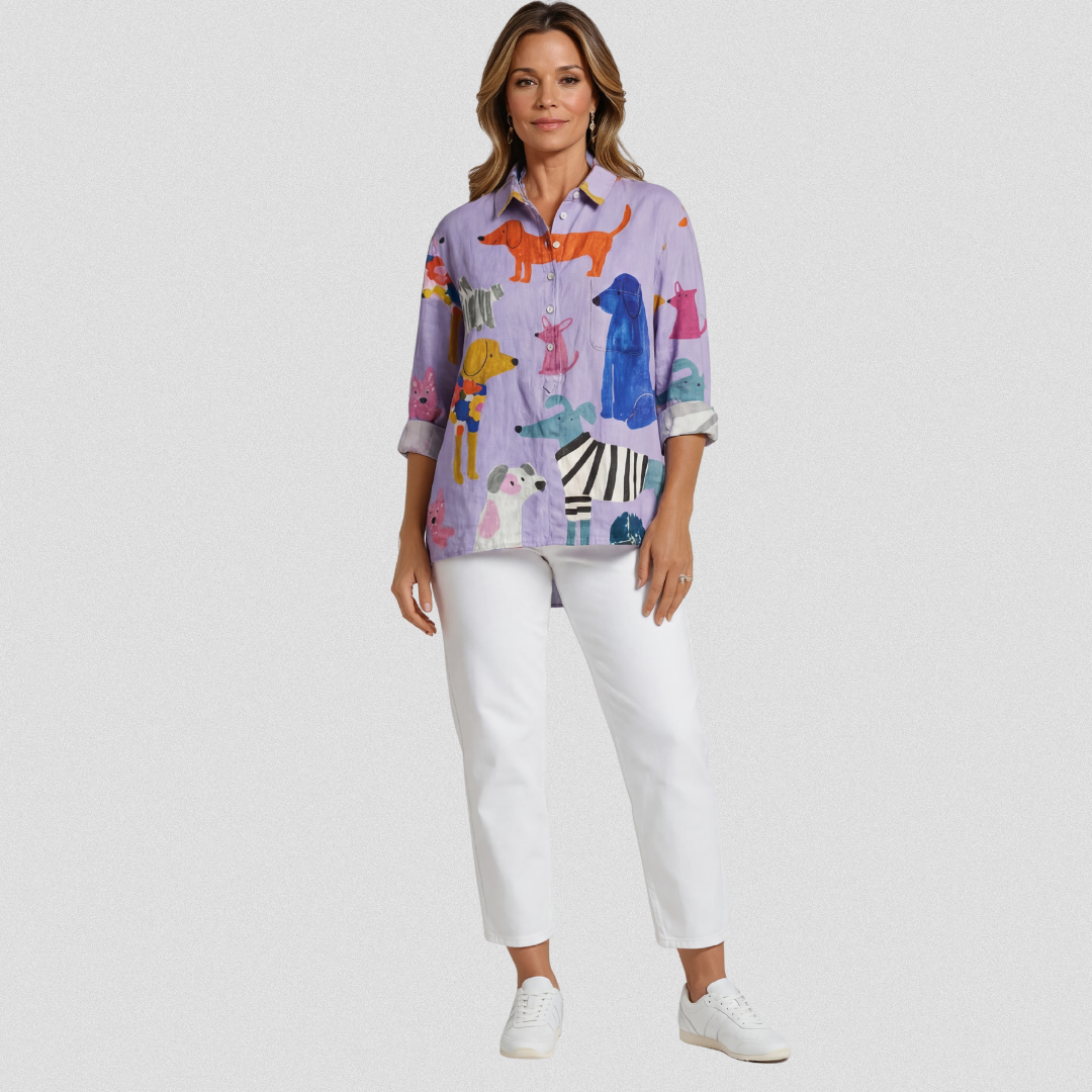 Coralie | Dog Art Print Casual  Shirt