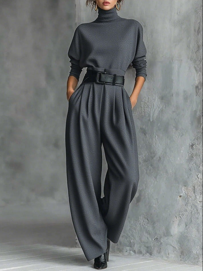 Fiona | Turtleneck Sweater and Straight-Leg Pants Two-Piece Set for Women