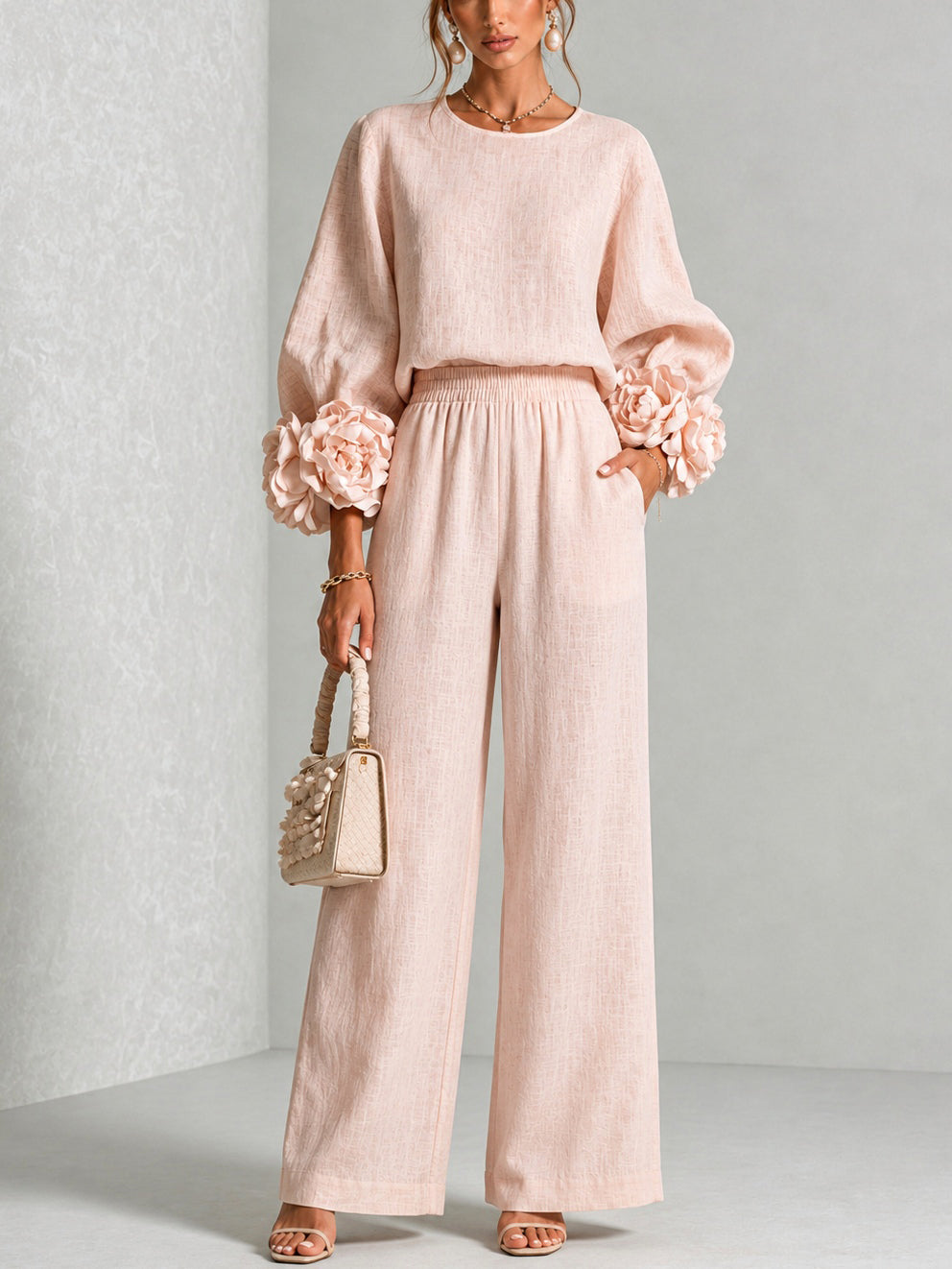 Rosalie | Floral-Cuff Two-Piece Set