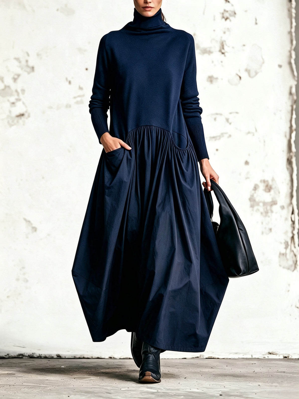 Sloane | Relaxed High-Neck Pocket Maxi Dress