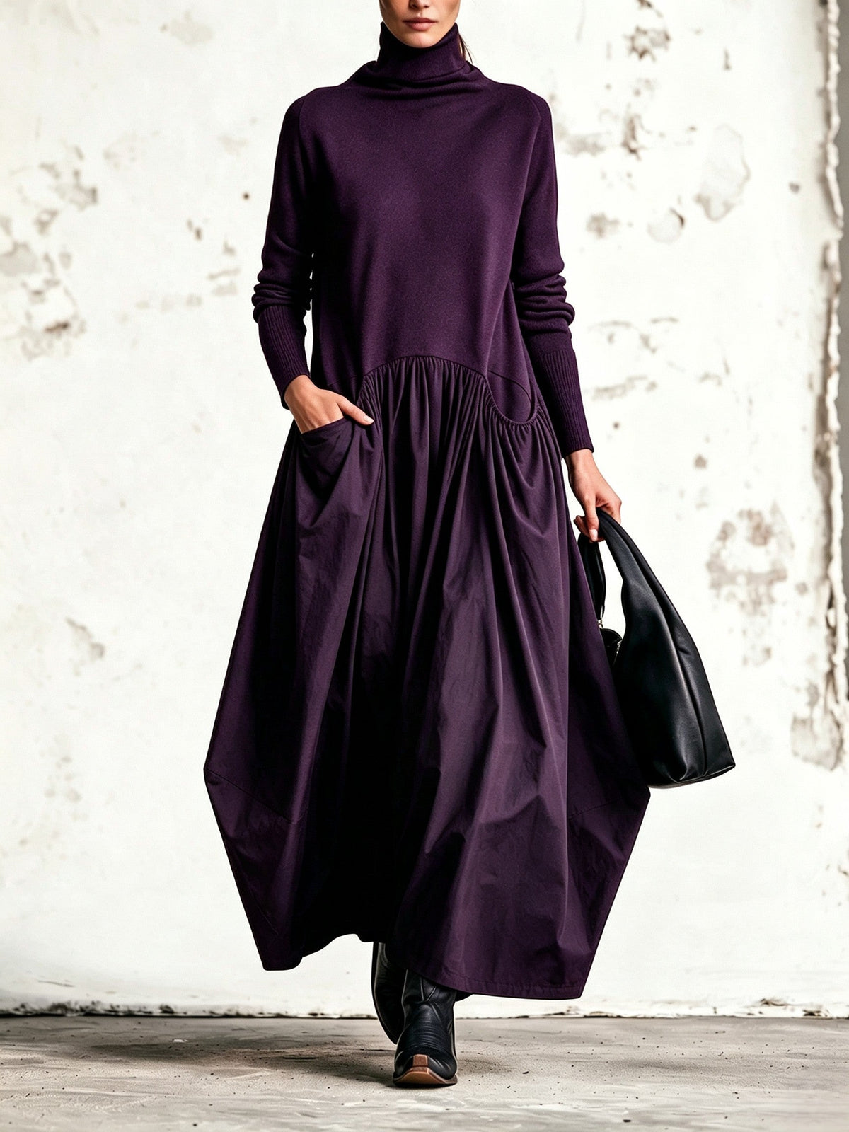 Sloane | Relaxed High-Neck Pocket Maxi Dress