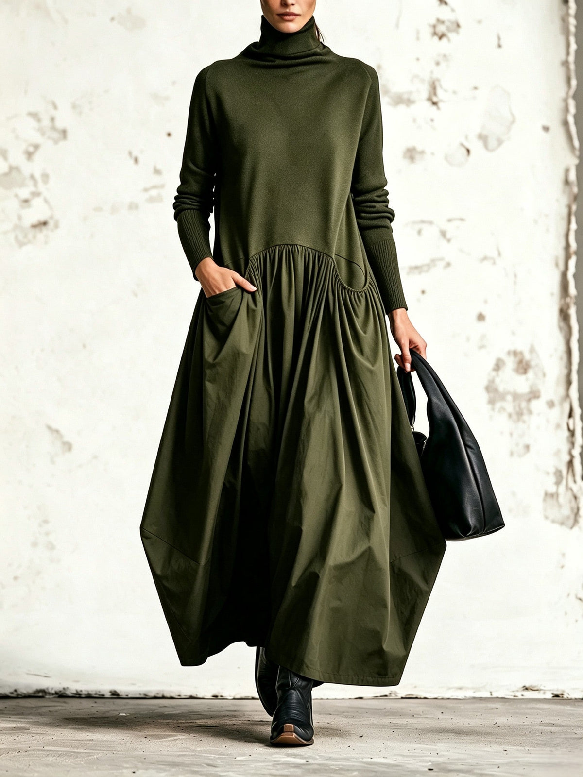 Sloane | Relaxed High-Neck Pocket Maxi Dress