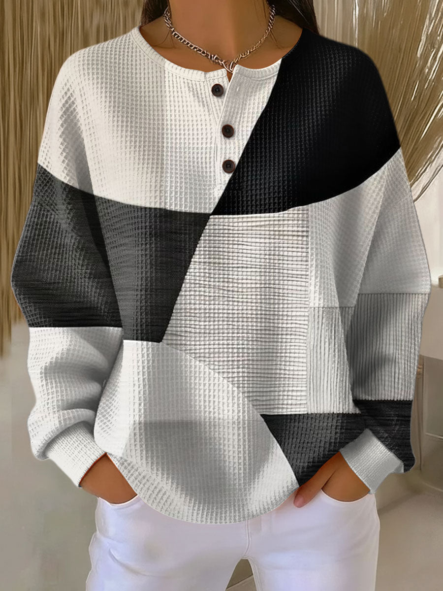 Crestine | Waffle-Knit Long-Sleeve Comfort Sweater