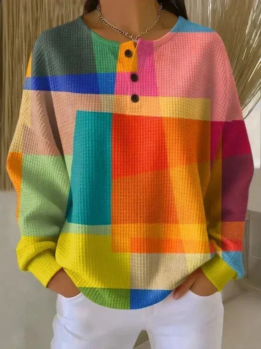 Crestine | Waffle-Knit Long-Sleeve Comfort Sweater