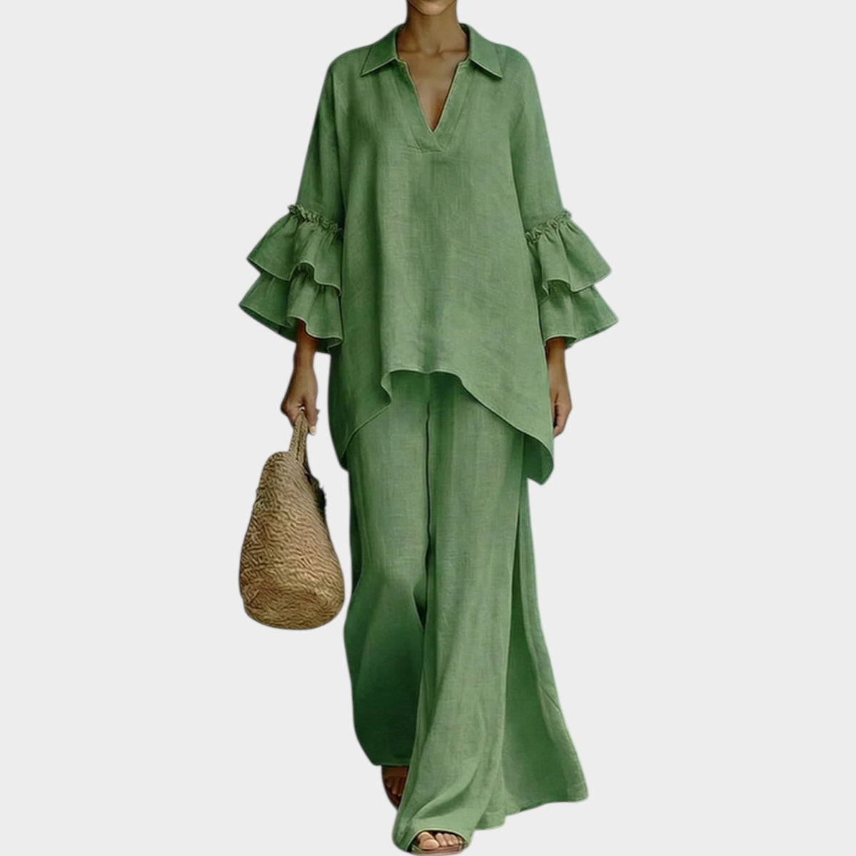 Ariela | Oversized Top and Wide-Leg Pants Two-Piece Set for Women