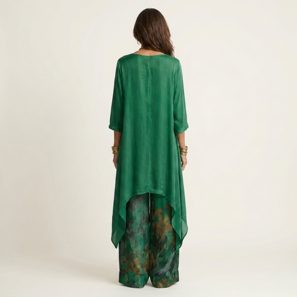 Olivia | Cotton-Silk Two-Piece Set with Asymmetric Tunic