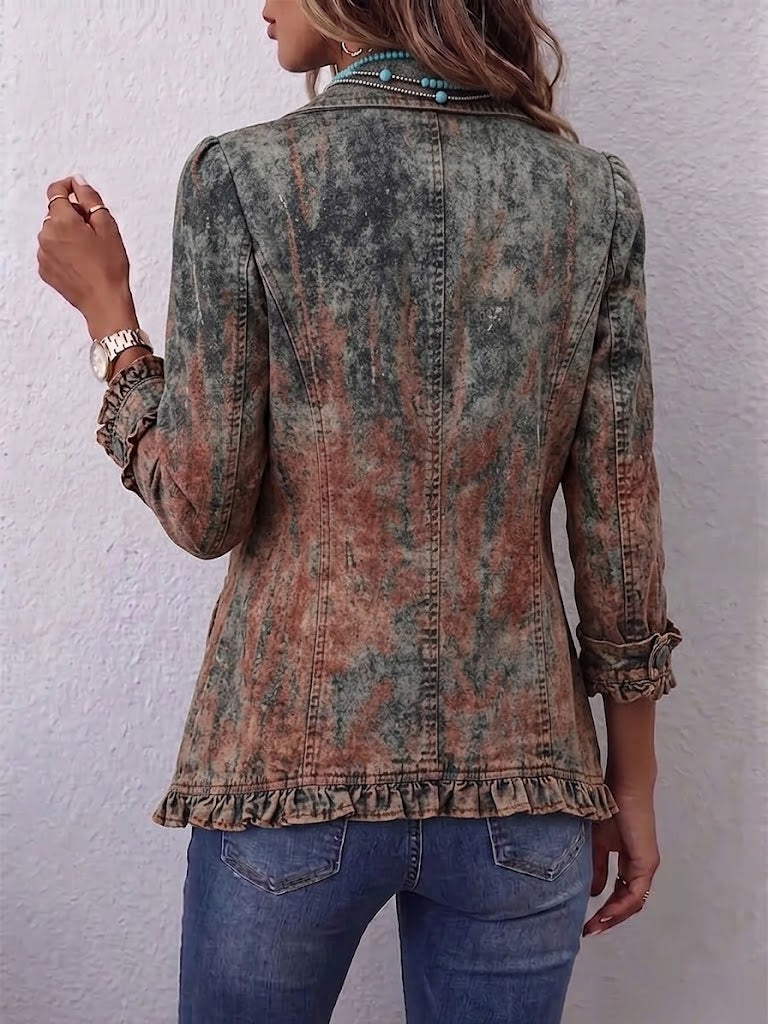 Bristow | Vintage Gradient Textured Ruffle Jacket for Women
