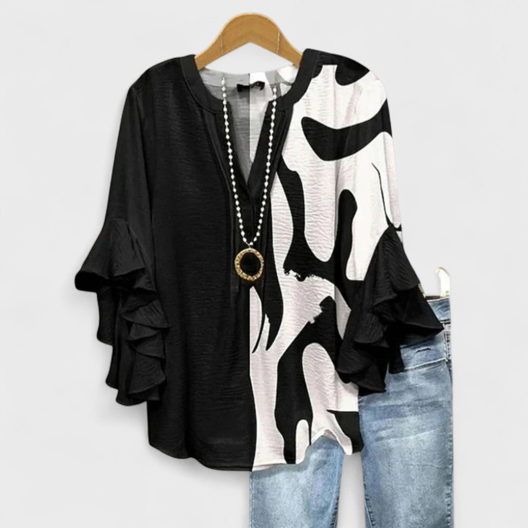 Virginia | Blouse with Floral Print and Tiered Sleeves